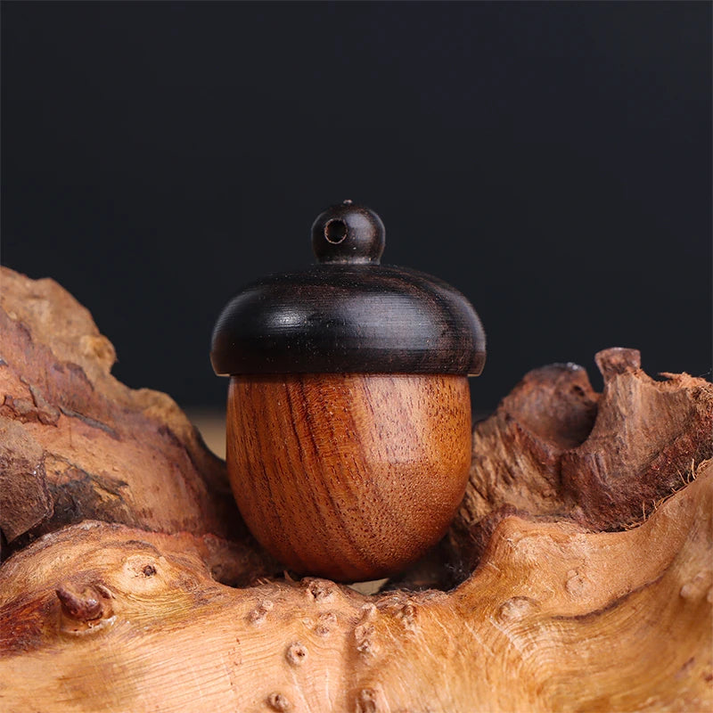 Mini Solid Wood Bottle Holder Pill Case Sandalwood Rescue Container Qme