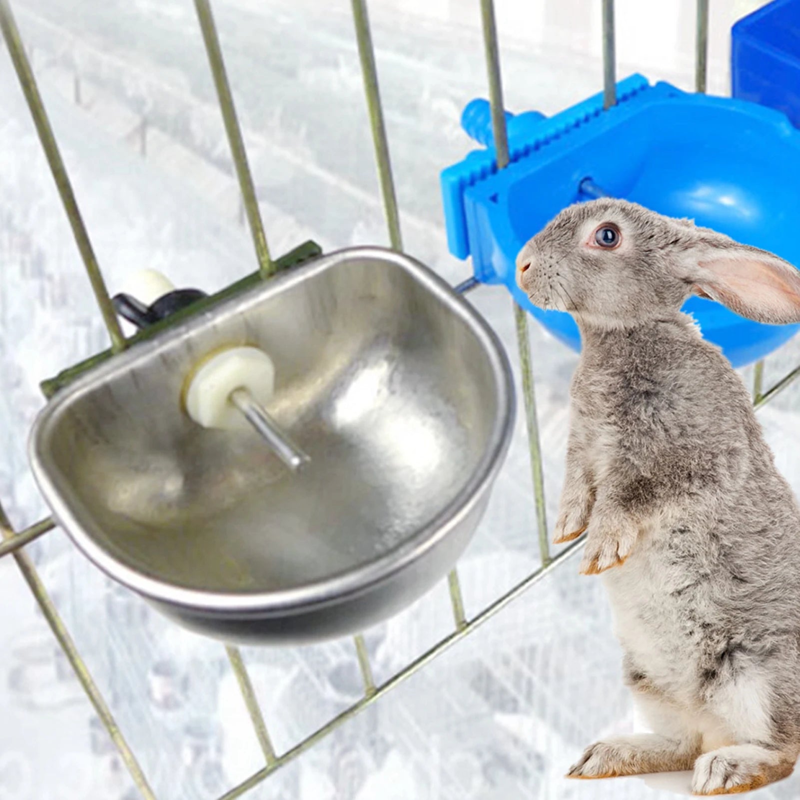 10PCS Rabbit Drinking Water Bowl Stainless Steel Anti Scratch Nipple Water Drinker Automatic Cage Breeding Equipment Feeder Qme