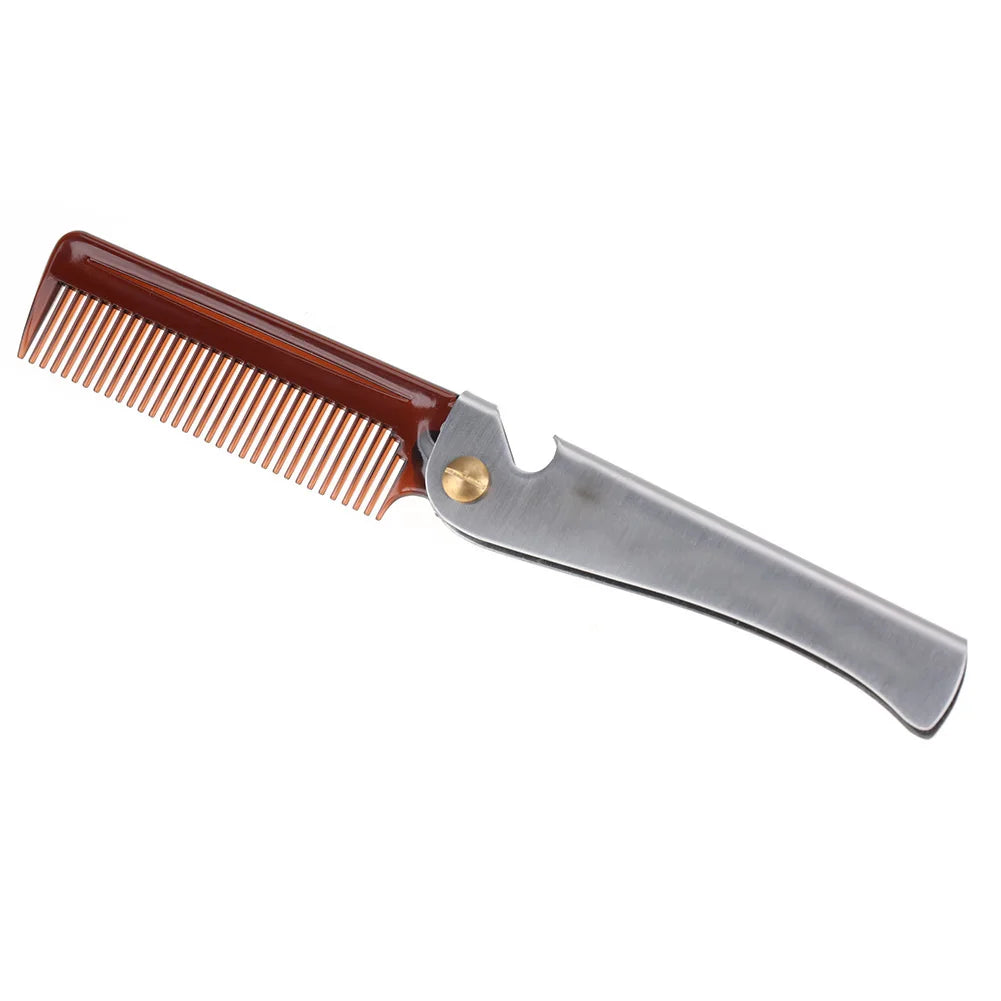 Folding Beard Comb Moustache Comb Beard Comb Folding Moustache Shaping Comb Stainless Steel Round Comb Teeth Beard Comb Qme 01