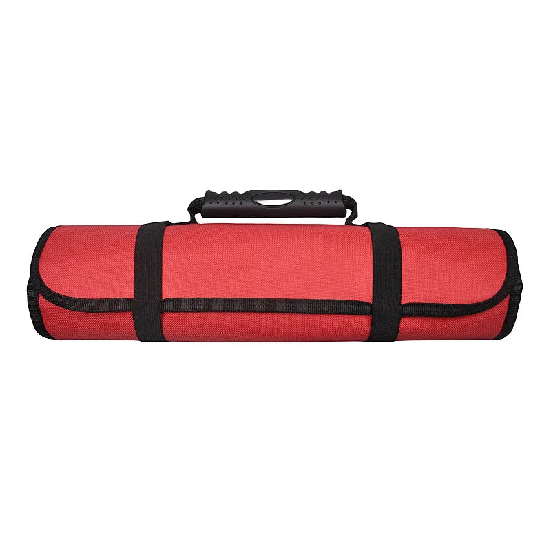 Portable Roll-Up Tool Bag Made of Oxford Fabric Durable Storage for Automotive Electrician & Hardware Tools Qme Red