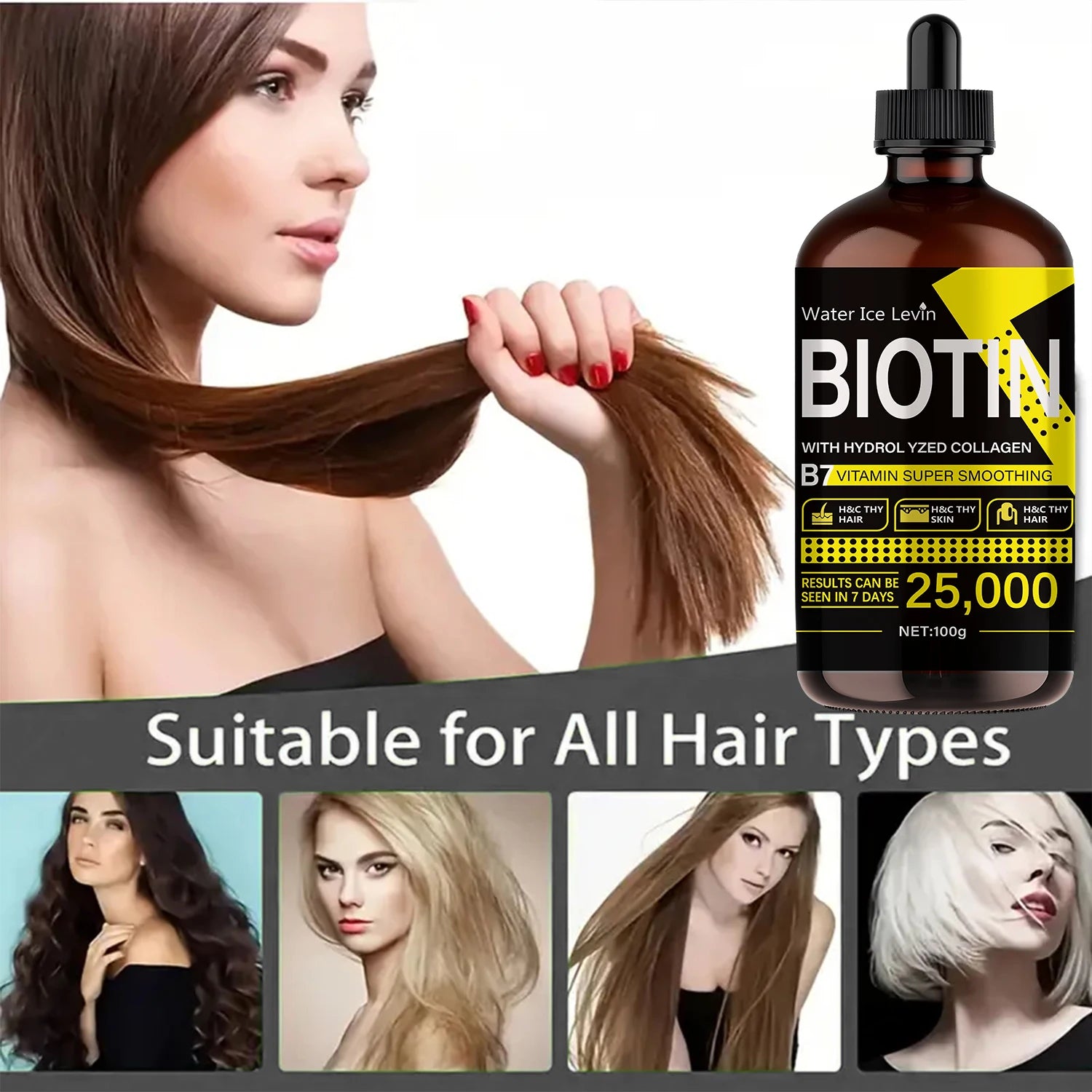 Biotin Hair Oil - Pure Liquid Vitamins for Hair Care, Adds Shine to Hair - Unisex Qme