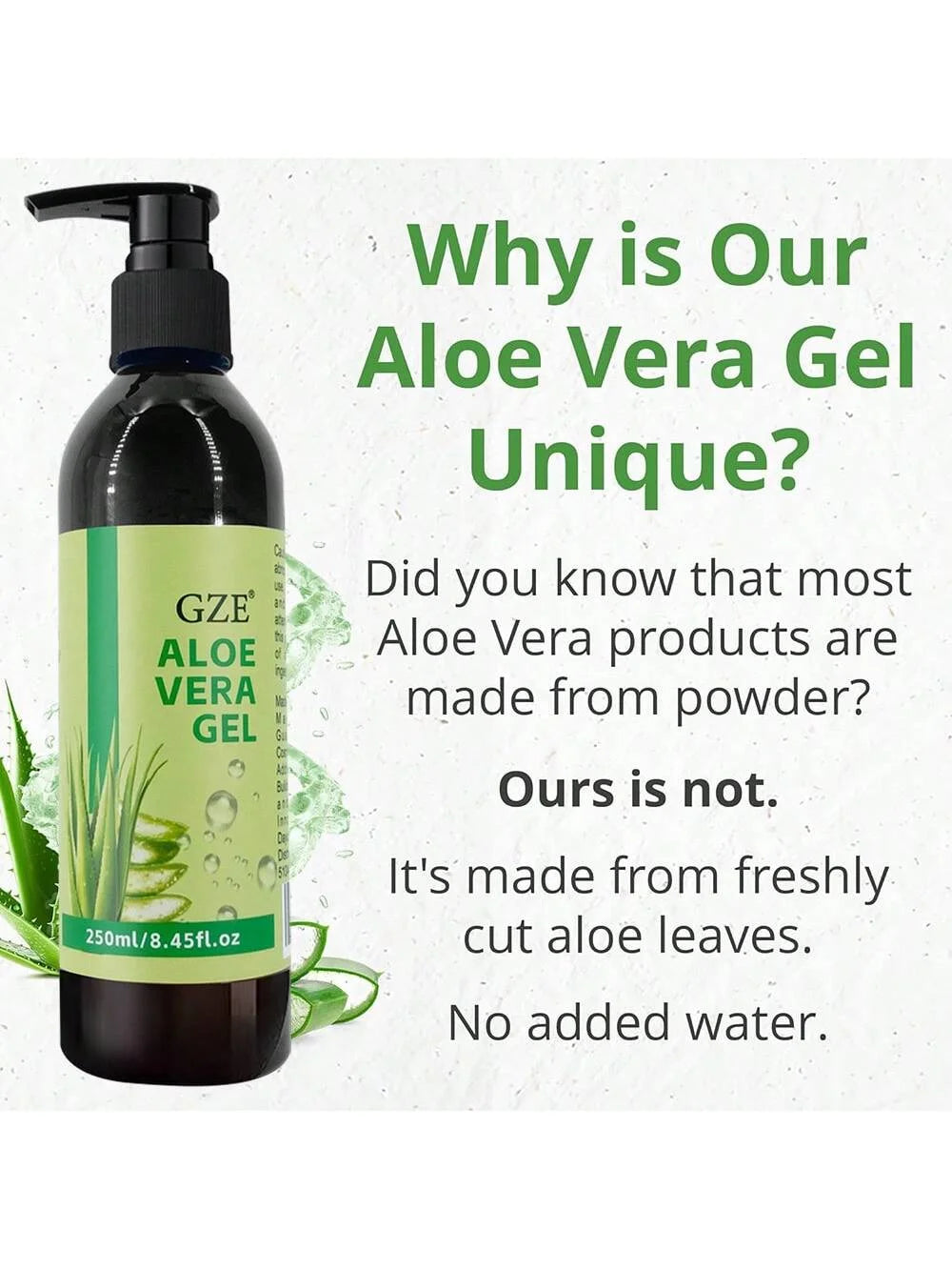 GZE Aloe Vera Gel Boosts Skin Vitality & Hair Hydration & Frizz Control, Sensitive Skin Deeply Moisturizes & Nourishes Qme