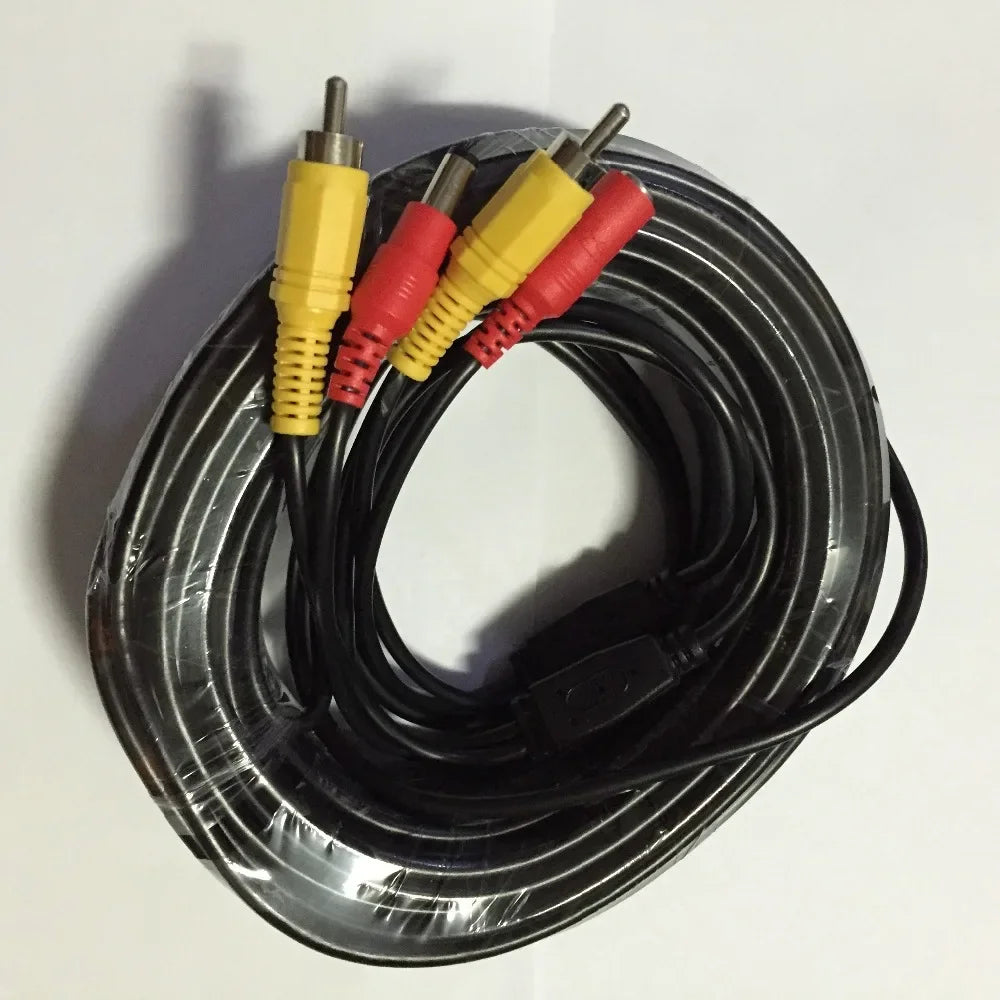 10m 15m 20m Video Power 5m RCA Cable For AHD 1080P CCTV Security Cameras 16ft DC 2.1 Cable Single RCA AHD DVR Systems Qme