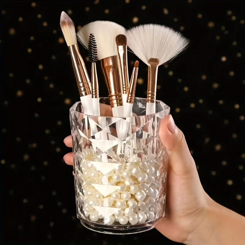 Diamond Texture Makeup Brush Storage Box - Desktop Makeup Storage Box, Suitable for Makeup and Home Decoration Purposes Qme