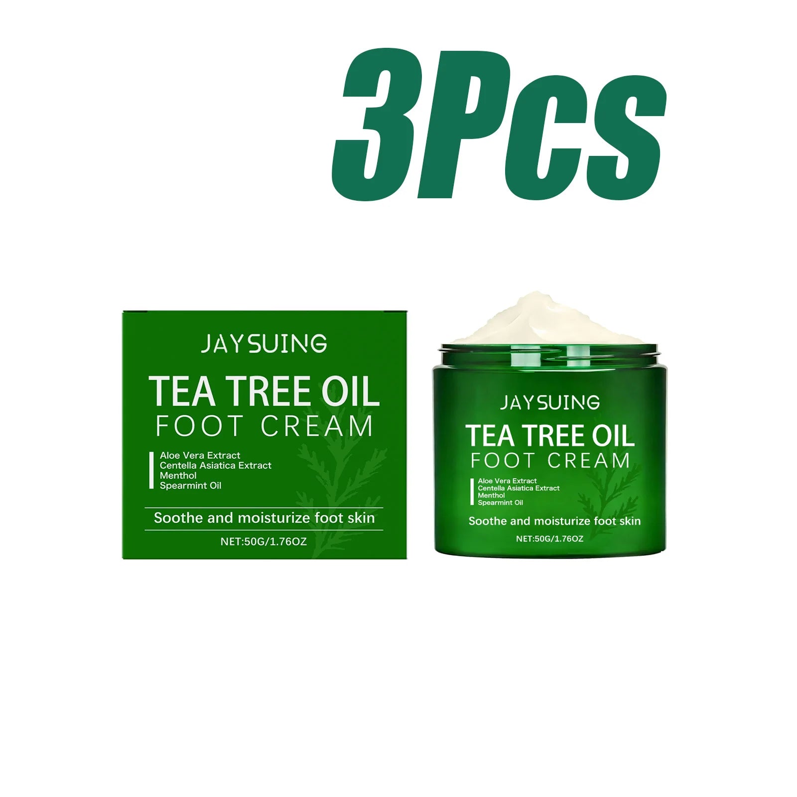 Tea Tree Oil Foot Cream for Dry Cracked Feet Rough Heels Soothing Moisturizing Nourishing Cream Refreshing Non-Greasy Daily Foot Qme 3Pcs