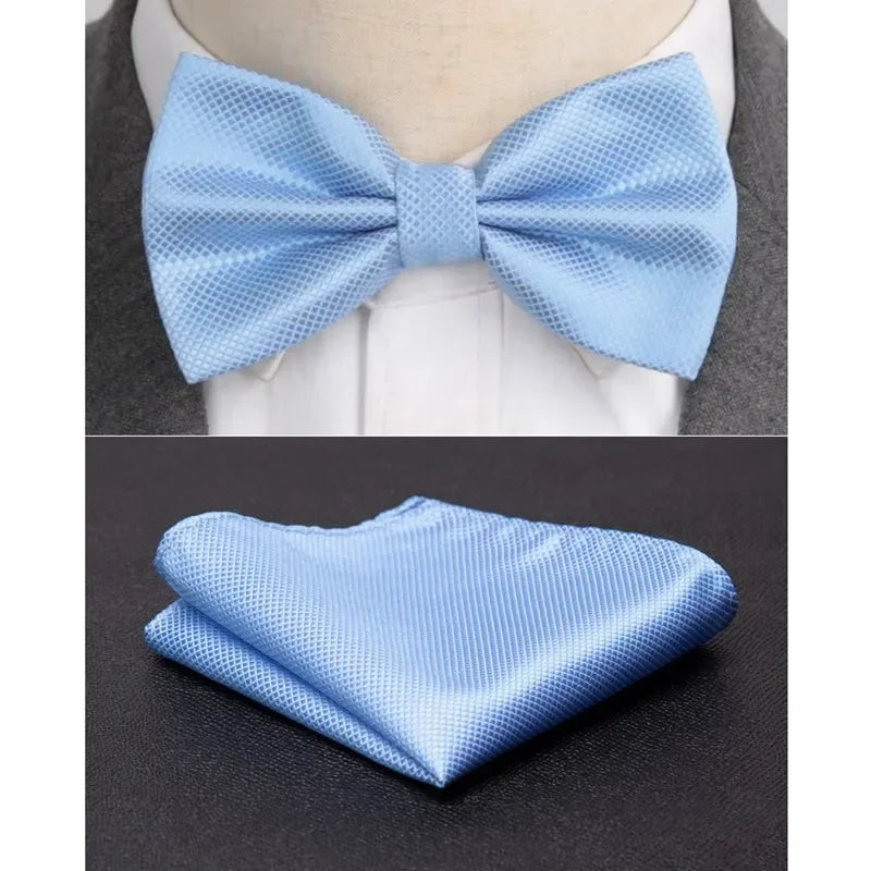 Men Bowtie Cravat Set Solid Fashion Butterfly Party Wedding Bow Ties Girls Formal Dress Tie Mens Bowknot Fashion Accessories Qme LIGHT BLUE