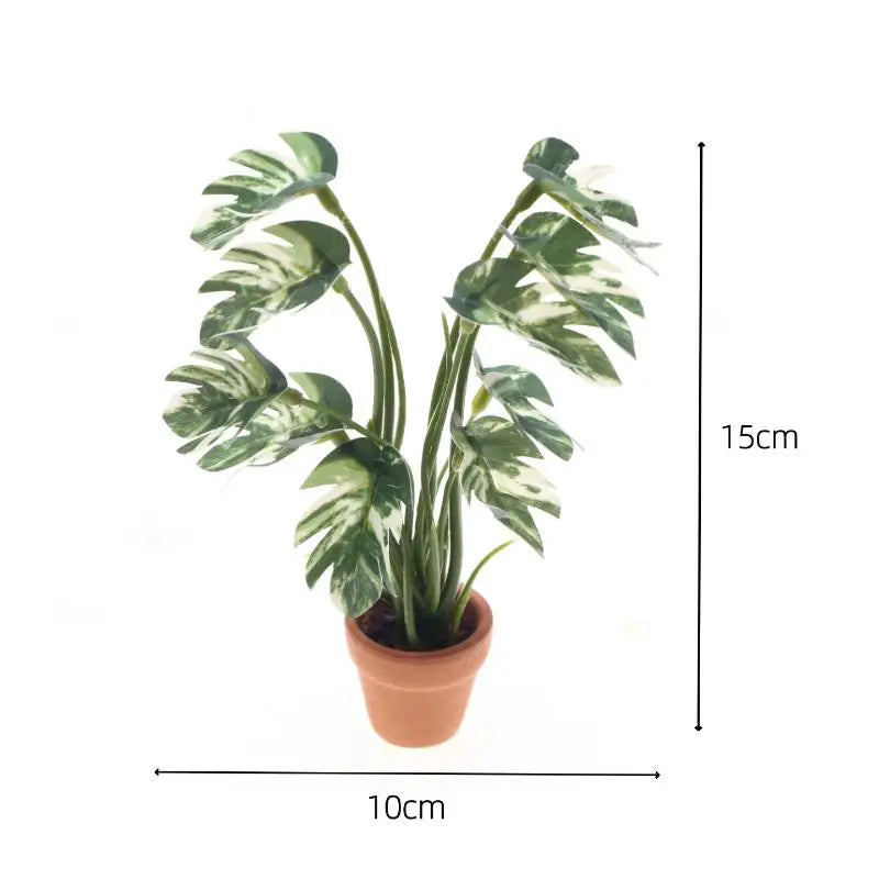1 12 Dollhouse Simulation Monstera Green Plant Potted Micro Landscape Qme one size