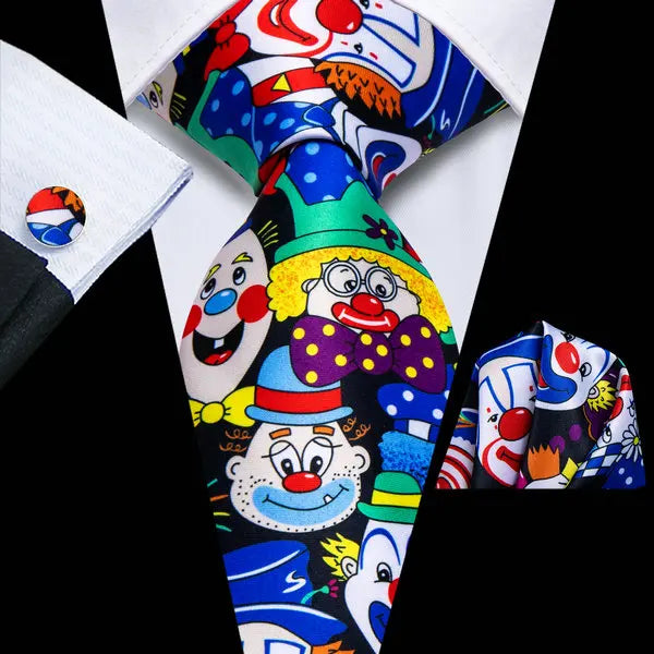Men Fashion Mixed Color Necktie Set Including Pocket Square & Cufflinks Daily Banquet Wear Qme HT-LDSN0022