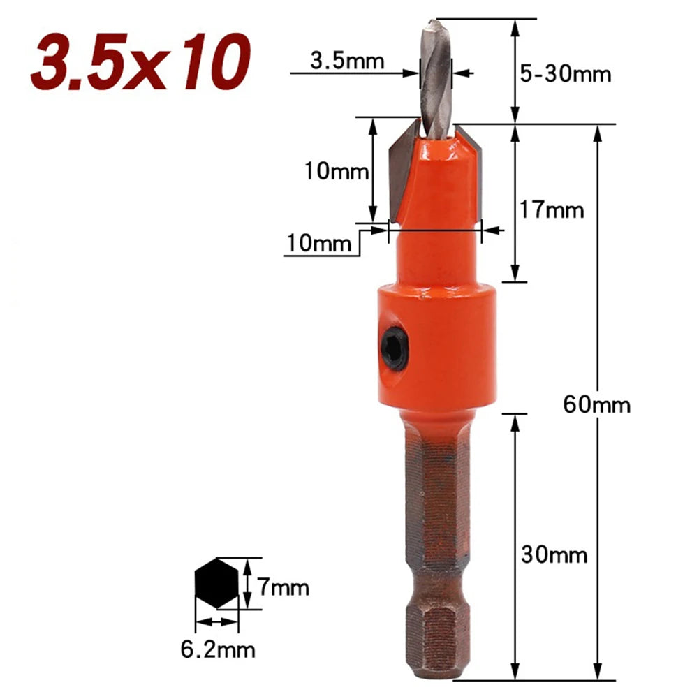 1 4 Woodworking Hex Shank Drills Bit Countersink Router Wood Drilling Qme H
