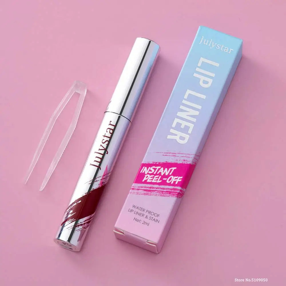5 Color Liquid Peel-off Lip Liner Stain Waterproof Pink Brown Lip Contouring Tattoo Pigment Transfer Resistant Lip Gloss Tint Qme