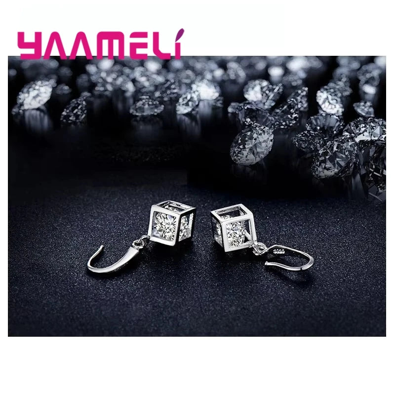 925 Sterling Silver Color Necklaces Earrings Jewelry Sets Hot Sale Cubic Zircon Women Girls Engagement Anniversary Accessory Qme