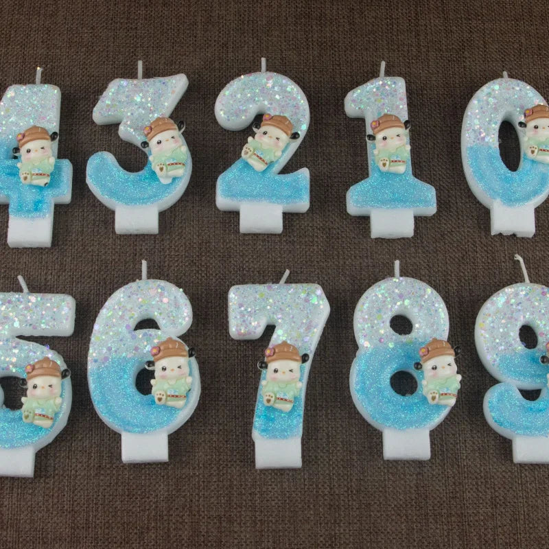 Pacha Dog 0-9 Numbered Birthday Candles Pink Cartoon Cake Topper Qme