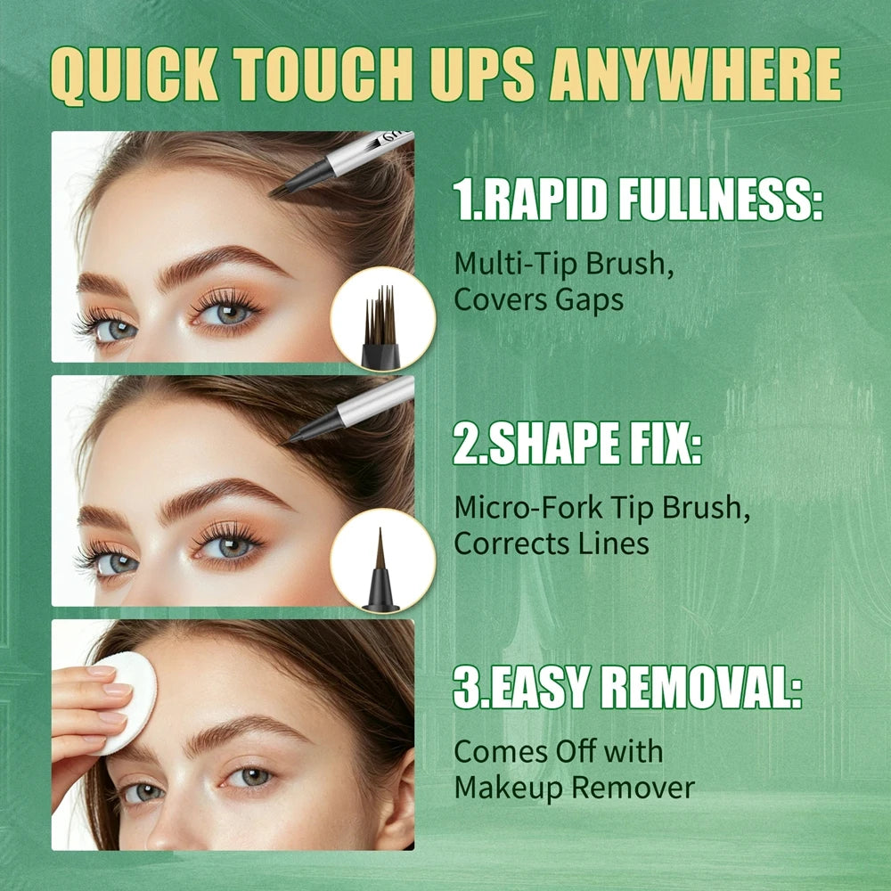 Waterproof Wild Eyebrow Pen Separated Head Natural Brow Makeup Quick-drying Creation Of Ultra-fine Lasting Liquid Eyebrow Qme