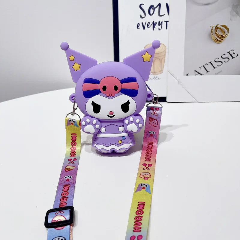 Hello Kitty Kuromi Cute Silicone Coin Purse Fashionable Shoulder Bag for Outings and Trips Qme 1