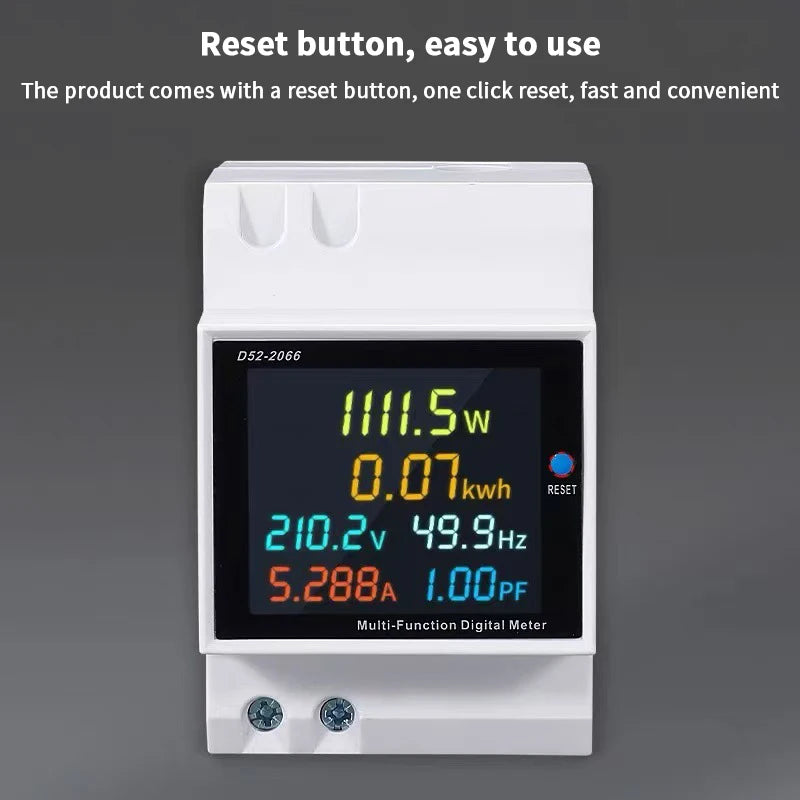 6IN1 Din Rail AC Monitor 110V 220V 380V 100A Voltage Current Power Factor Active KWH Electric Energy Frequency Meter. Qme