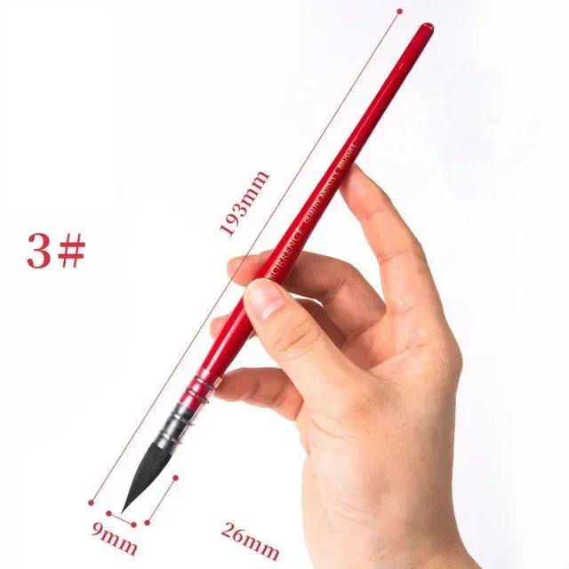 Squirrel Hair Watercolor Brush Artist Painting Red Pointed Children's Qme 3