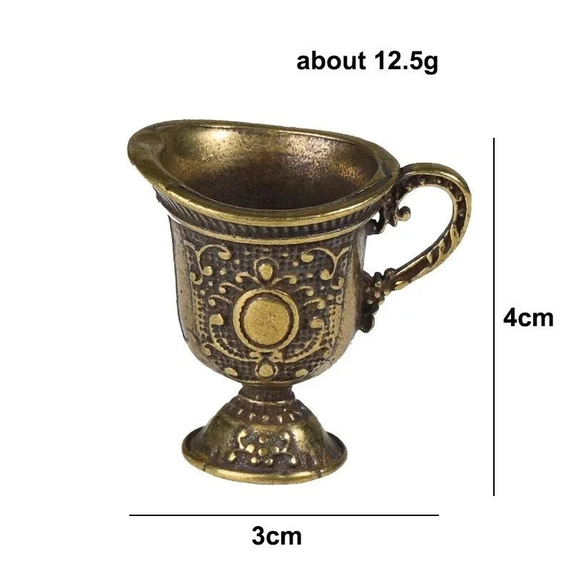 Antique Small Copperware Buddha Tea Set Mini Bucket Copper Teacup Brass Keychain Pendant Creative Home Decor Craft Gift Qme A