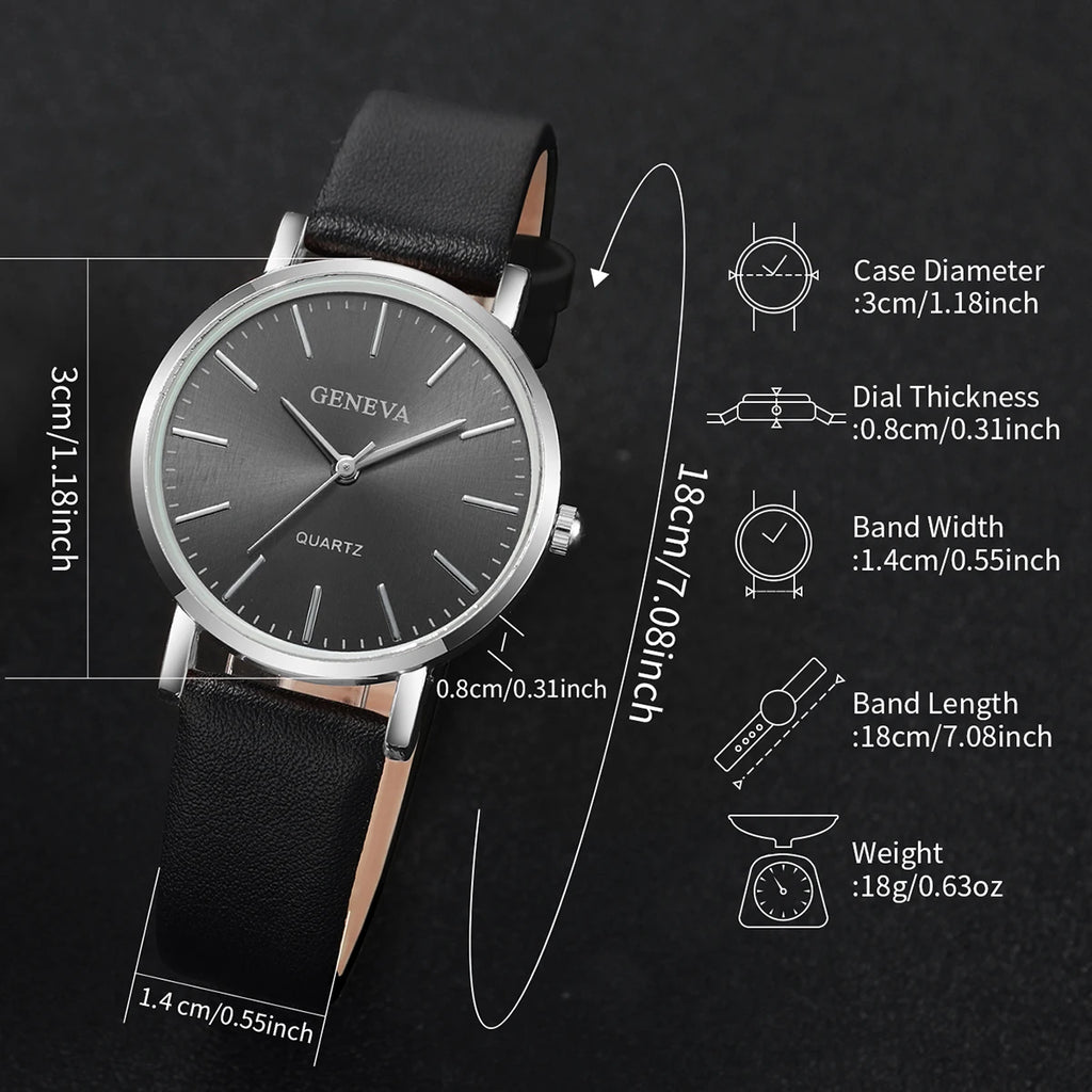 2 peças relógios de casal escala simples mostrador relógio de quartzo masculino feminino pulseira de couro relógios de pulso Qme