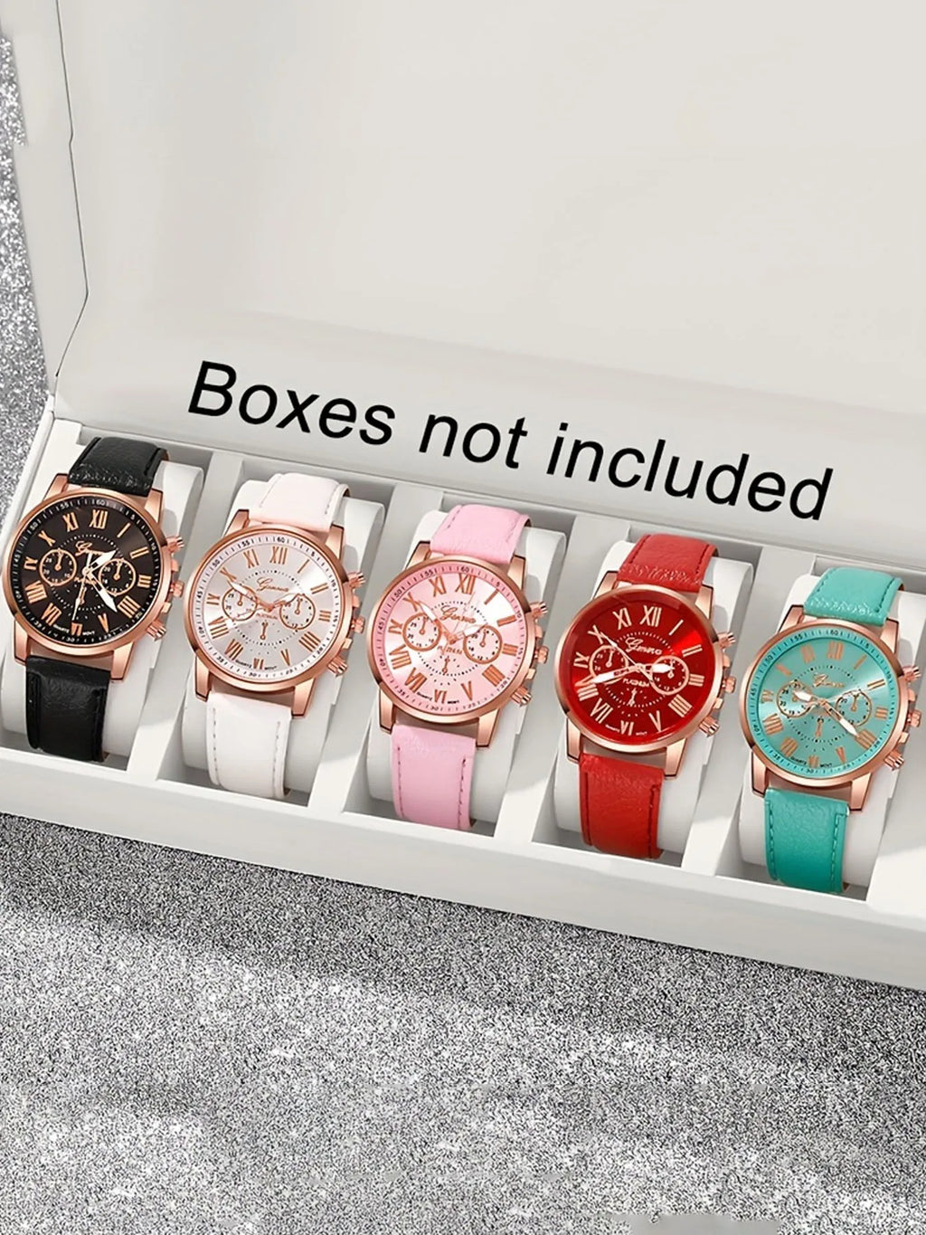 5PCS Women Watches Set Fashion Roma Dial Ladies Quartz Watch Casual Leather Band Wristwatches Relogio Feminino Reloj Mujer Qme Multicolor