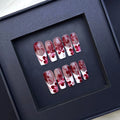 Handmade Wine Red Retro Flower Press Nails Diamond Design Medium Qme GJ-CDJ-ZB80-M