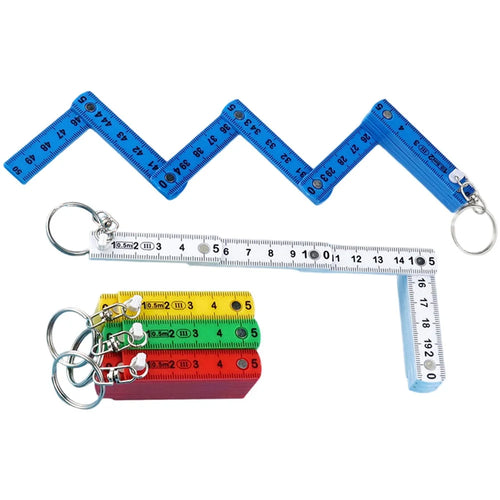 1Pcs 0.5 Meter Folding Ruler Keychain Plastic High Precision Portable Folding Ruler For Woodworking Bricklaying Measuring Tool Qme