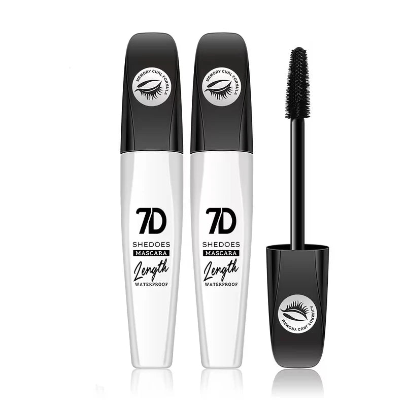1 2 7D Waterproof Mascara Long Lasting Smudge-proof Non-flaking Qme 2pcs