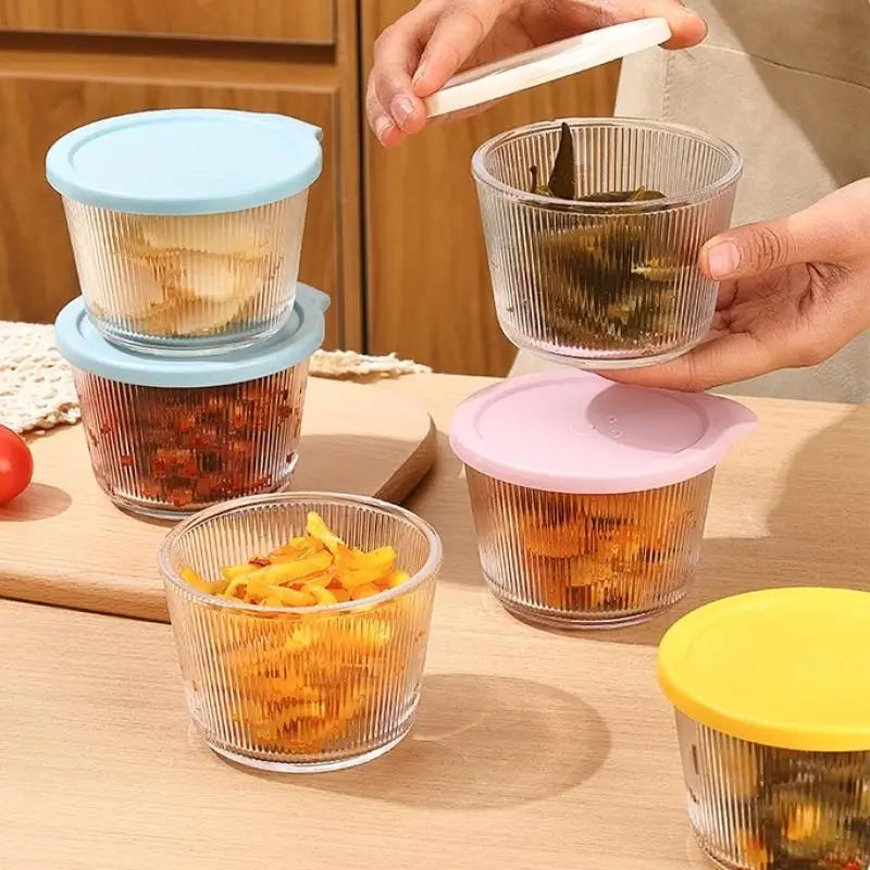 1/4PCS 200ML Glass Storage Jars Transparent Thicken Glass Storage Containers Multifunction Fresh-keeping Mini Clear Jars Kitchen Qme