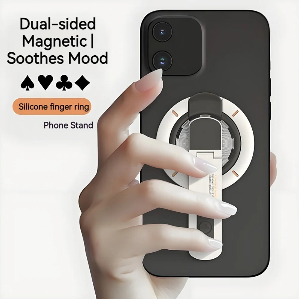 3 in 1 Double Sided Magnetic Phone Grip Stand Finger Ring Holder Rotatable Desktop Stand Foldable Pocket Bracket For iPhone 17 Qme