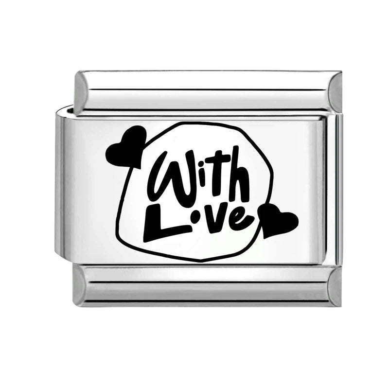 Black Laser Engraving Dad Mom Father's Day Mother's Italian Charm