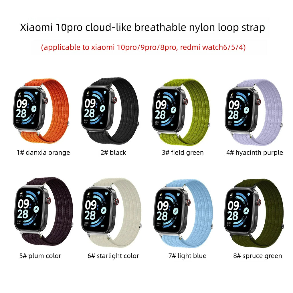 A Sweatproof Light Cloud Texture Nylon Watchband Adjustable Sport Daily Loop for Xiaomi Mi Band 9/10 pro Redmi Watch 5/6 Qme