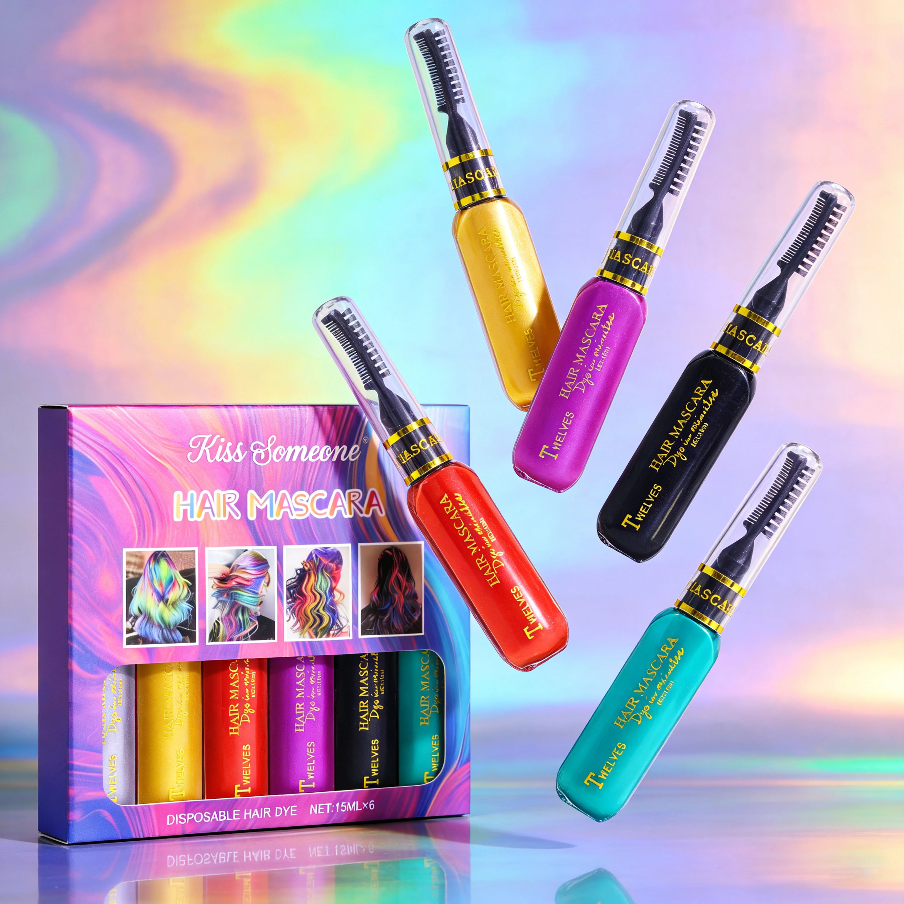 6 colors instant hair dye temporary hair makeup product rainbow hair makeup paste suitable for Halloween festivala Qme B