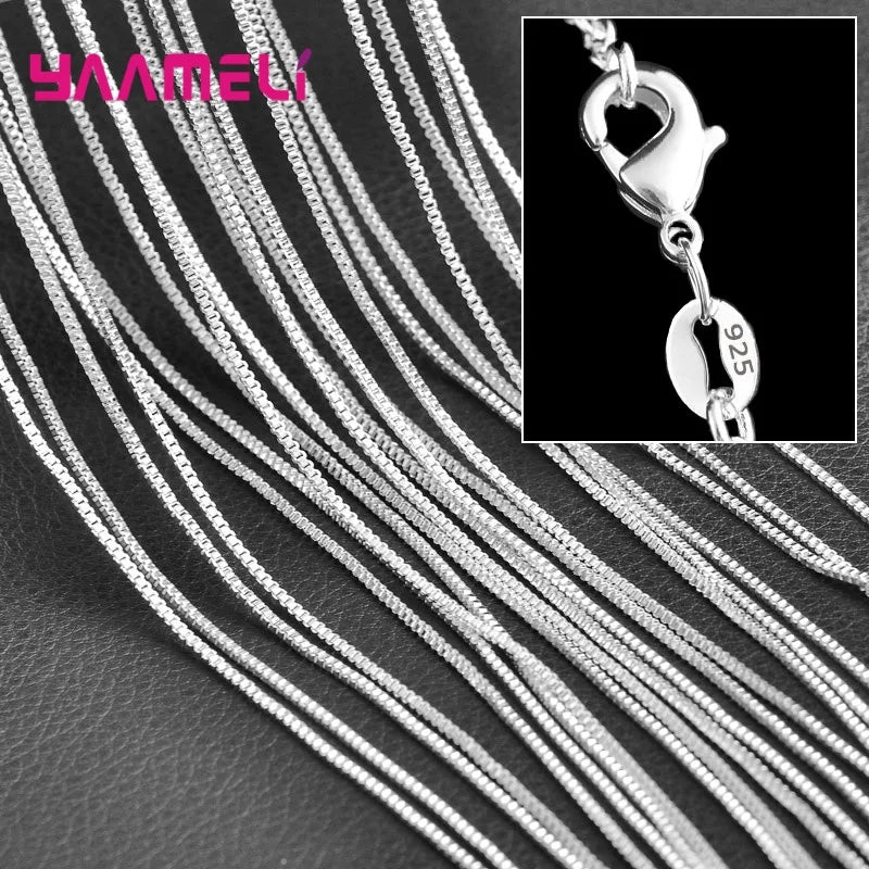 5PCS Wholesale Pure 925 Sterling Silver Color Charm Link Chain Necklace Jewelry with Strong Smooth Lobster Clasps 16-30 Inches Qme Model 5 28 Inch 70CM