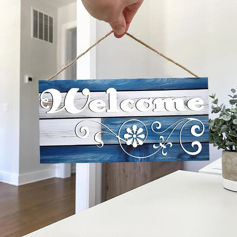 Rustic Welcome Wall Hanging Decor Wood Art Plaques Sign Door Sign for Home Living Room Front Door Decor Qme M