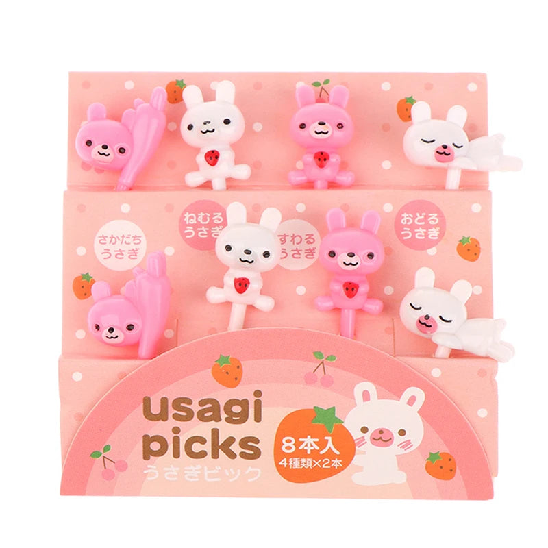 6 Cute Eyes Fruit Fork Plastic Pick Kids Bento Lunch Snack Cake Qme