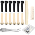 Acoustic Guitar Bridge Pins with Bridge Pin Puller Remover&Guitar Bridge Saddle Nut,Guitar Pegs Replacement Parts and Accessory Qme 15 Pcs Set