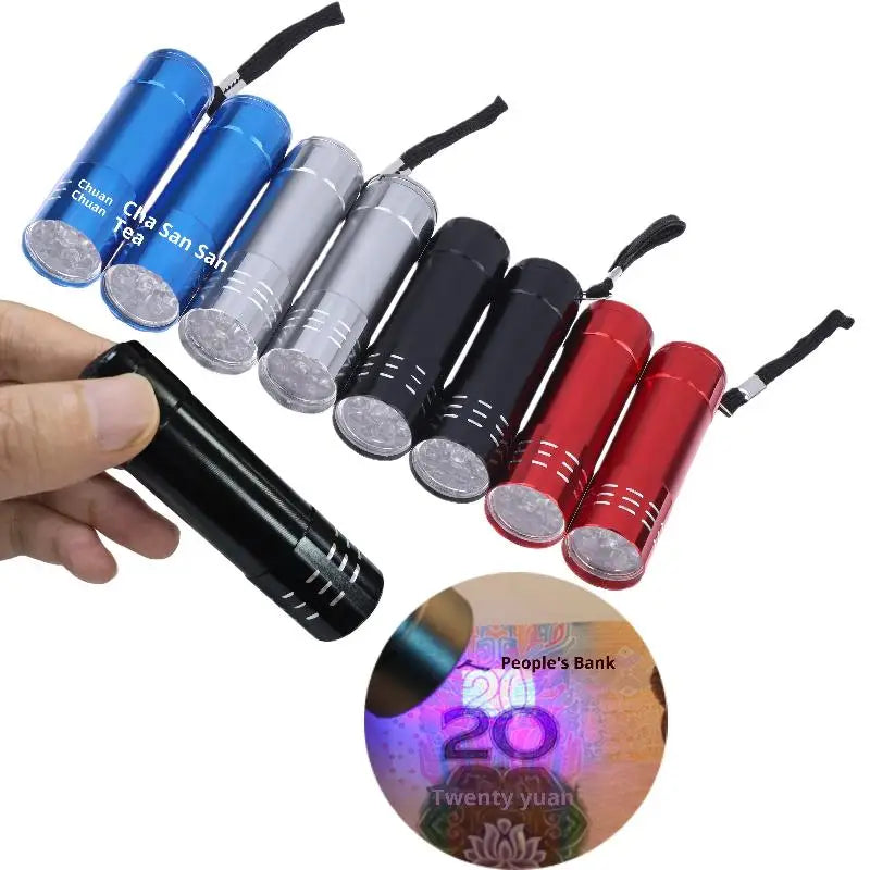 50LM 395nm Mini UV Flashlight Compact 9 LED Outdoor Lighting Tool Qme