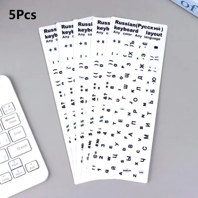 Russian Keyboard Sticker Waterproof Dustproof Easy Use Laptop Desktop Qme Clear black