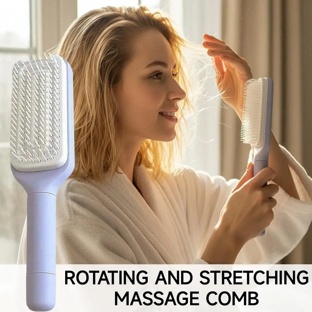 Rotatable Self Cleaning Hair Brush Massage Air Cushion Comb Magic Retractable Self-Cleaning Massage Brush Telescopic Comb Qme