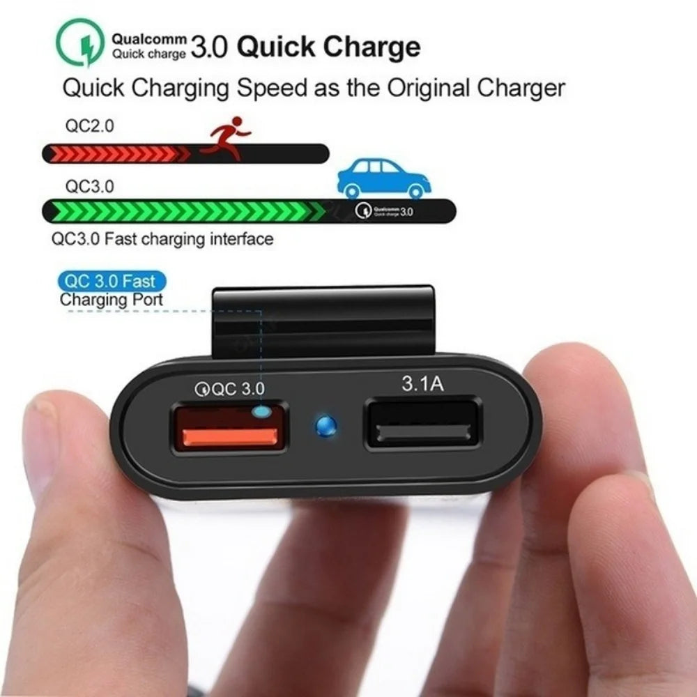 Universal 4 Ports USB Car Charger Front Seat Back Seat QC3.0 Quick Charging USB Adapter for Car Charger USB Fast Charger Qme