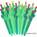 12pcs Creative Cactus Shaped Ballpoint Pen Black 0.5mm Gel Ink Ballpoint Pen For School Home Office Black Signature Pen Qme Random 12pcs