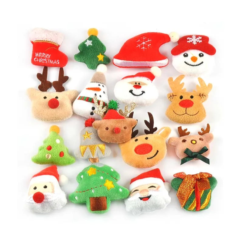 5Pcs 43-60mm Cartoon Santa Claus Elk Snowman Christmas Patches Appliques Handmade DIY Festival Crafts Decor Headwear Accessories Qme