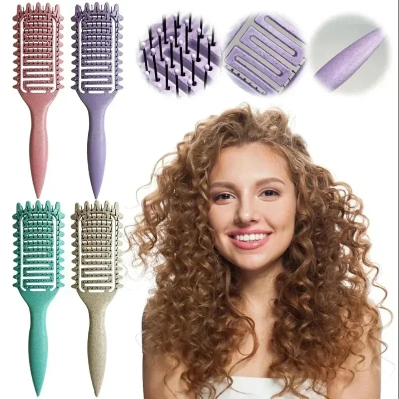 Curl Define Styling Brush Hollow Out Detangling Hair Brush Tangled Wet Curly Hair Comb Shaping Curls Barber Hairdressing Tools Qme