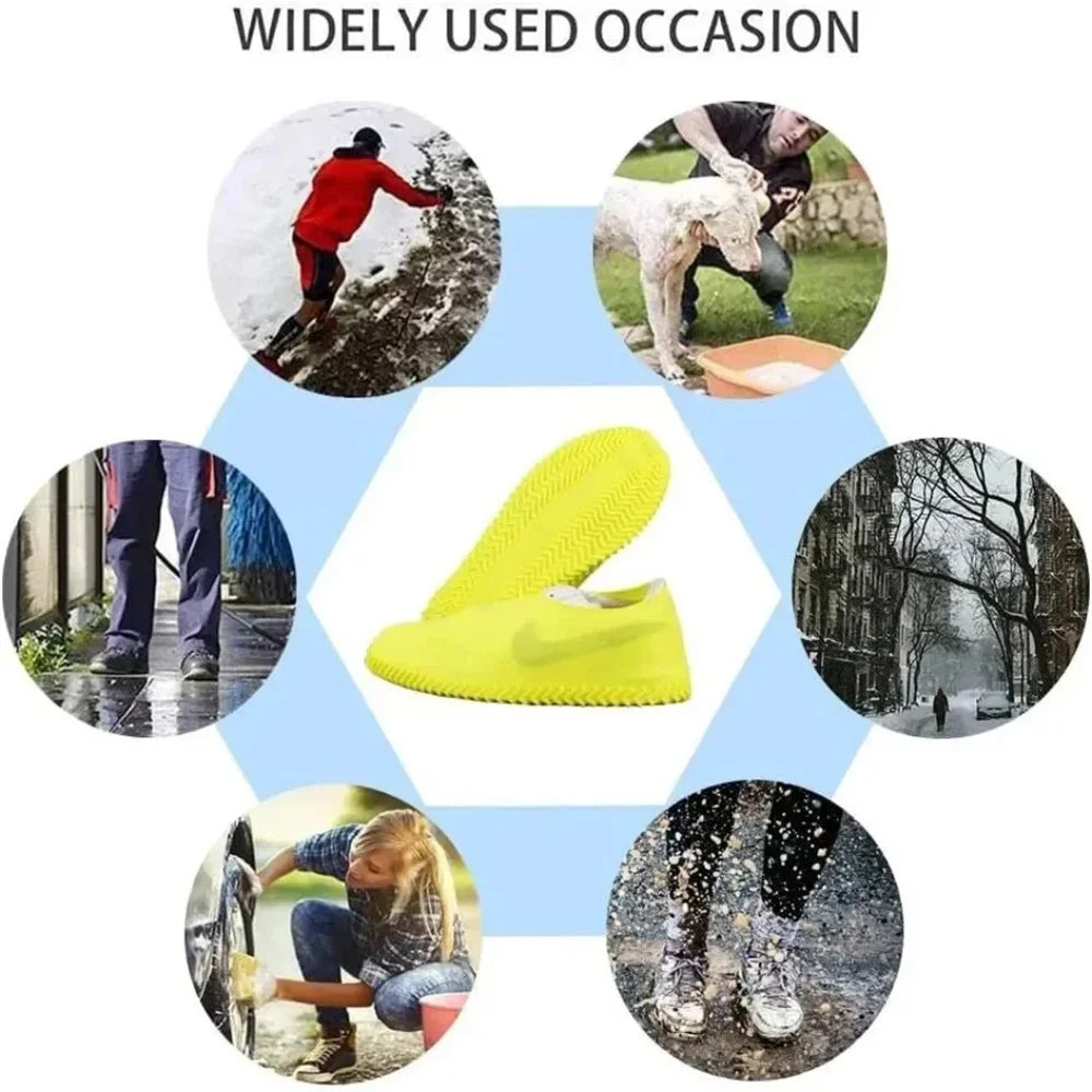 1 Pair Rubber Rain Boot Overshoes For Outdoor Use, Silicone Waterproof Shoe Covers, Rainy Day Shoe Cover, Reusable Non-Slip Rain Qme