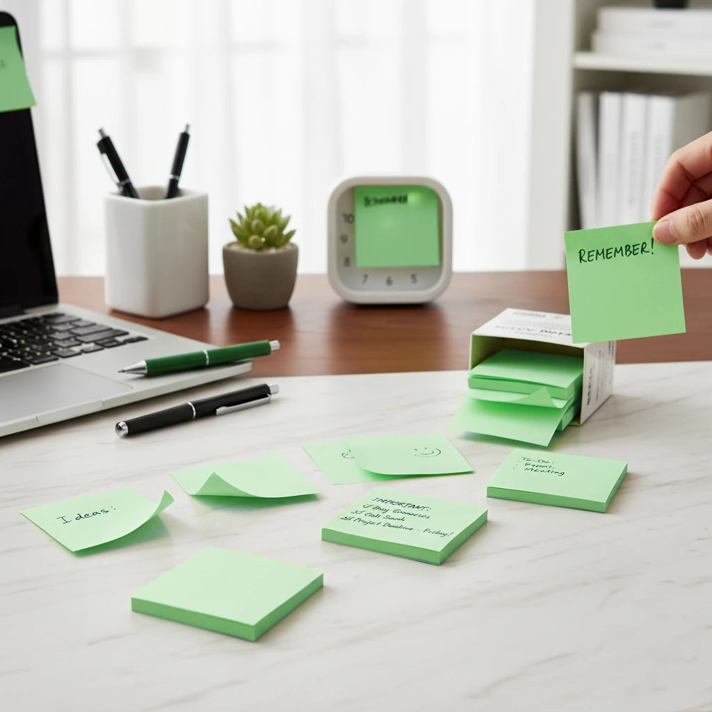 100-sheet Green Sticky Note Pad Small Strips Student Use Memo Qme light green