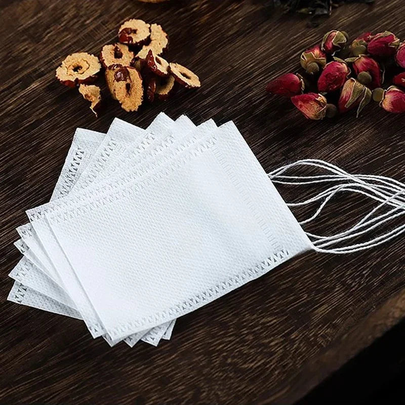 Disposable Tea Filter Bags Non-woven Fabric Bag Drawstring Kitchen Qme