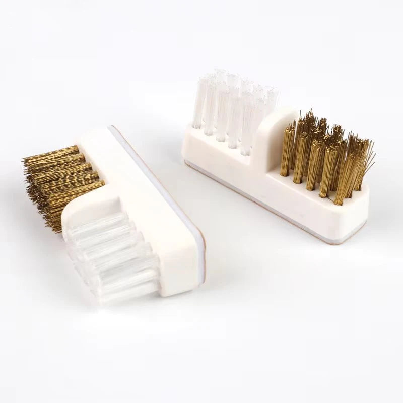 1 piece double-ended copper wire nail drill cleaning brush - soft bristles and alloy tips, ideal for manicure and pedicure tools Qme