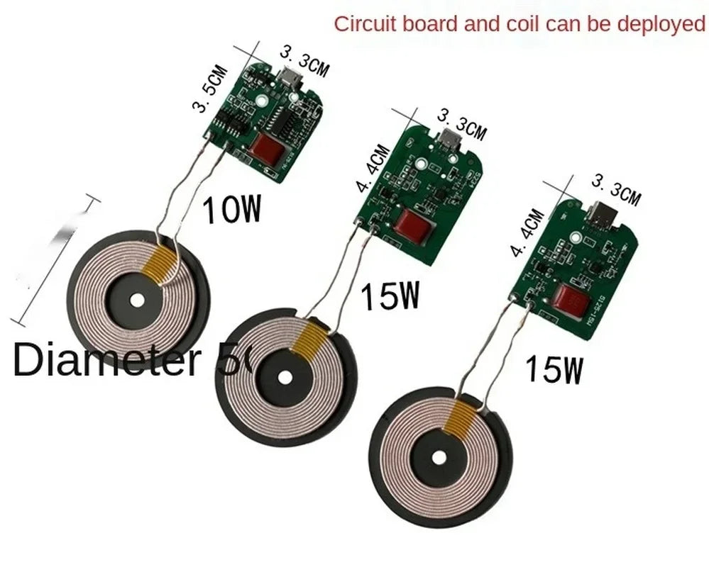15W 5V 12V Wireless Charger Module Transmitter Circuit Board Type-C USB + Coil Qi Universal FOR Car Phone Battery Charging Qme