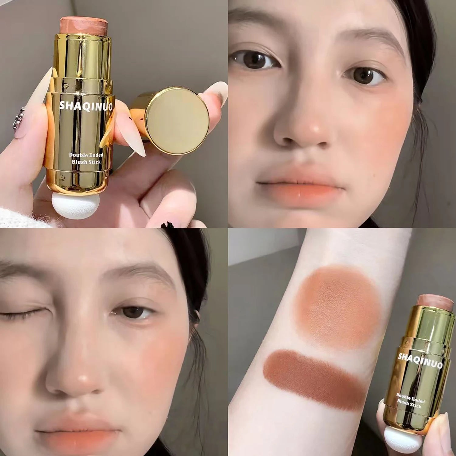 SHAQINUO Velvet Matte Smooth Blush Stick Long-lasting Brown Tone Qme S9125-01