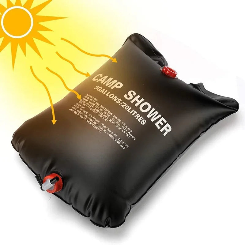1Pc 20L Foldable Solar Shower Bag Outdoor Bath Water Bag Camping Sun Compact Heated Water Shower Bags Scrubbing Pool Accessories Qme