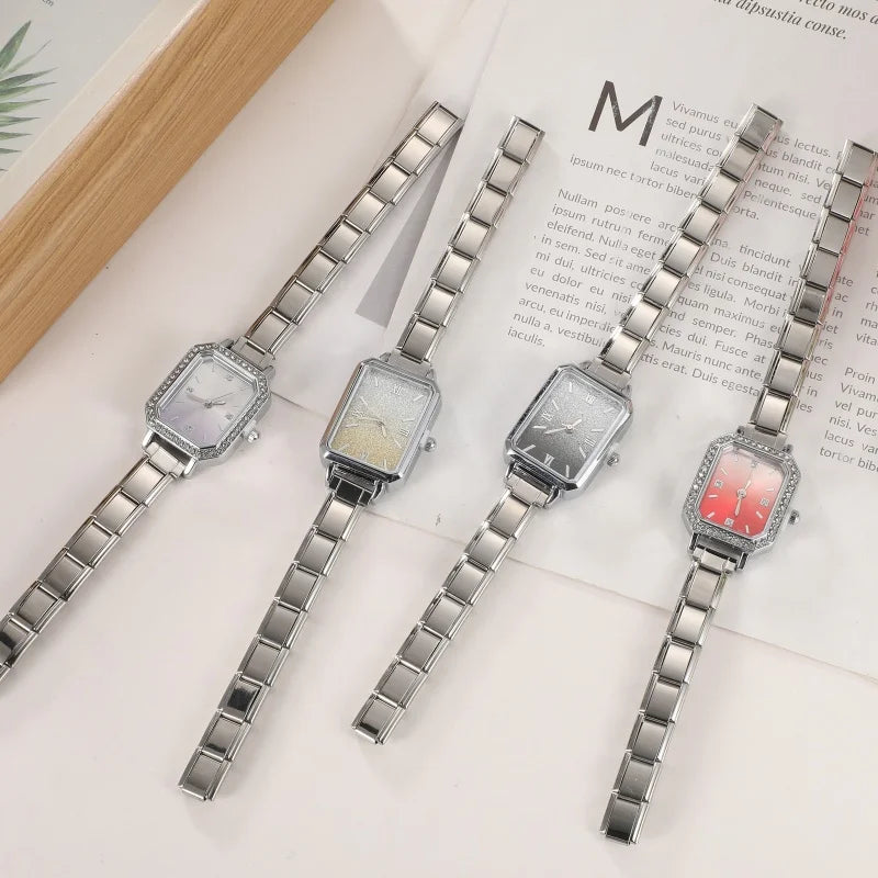 Wholesale 2026 Stainless Steel Watch Head Bracelet 9mm DIY Italian Charm Fashion High Quality Women Men's Premium Square Watches Qme